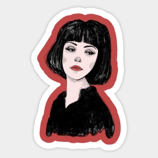 The Mysterious Dark Haired Lady Sketchbook Girl Drawing Sticker